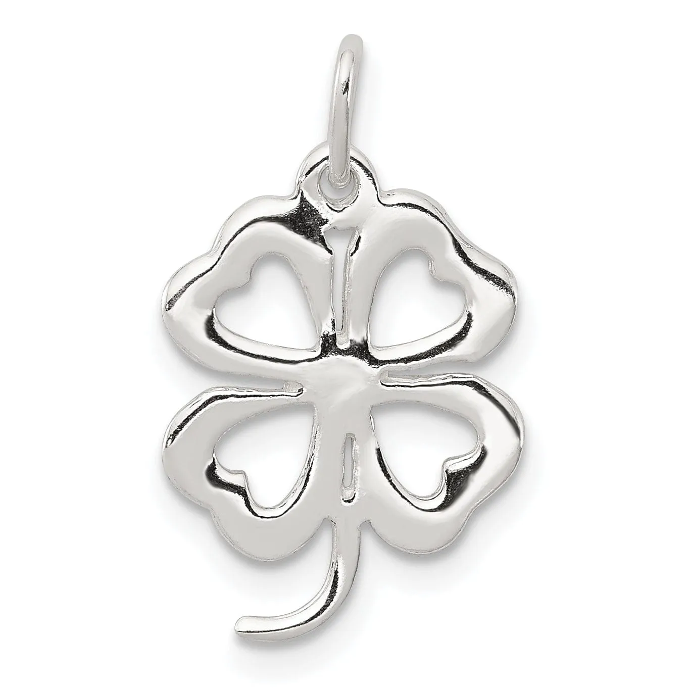 Silver Polished Finish 4-leaf Clover Pendant