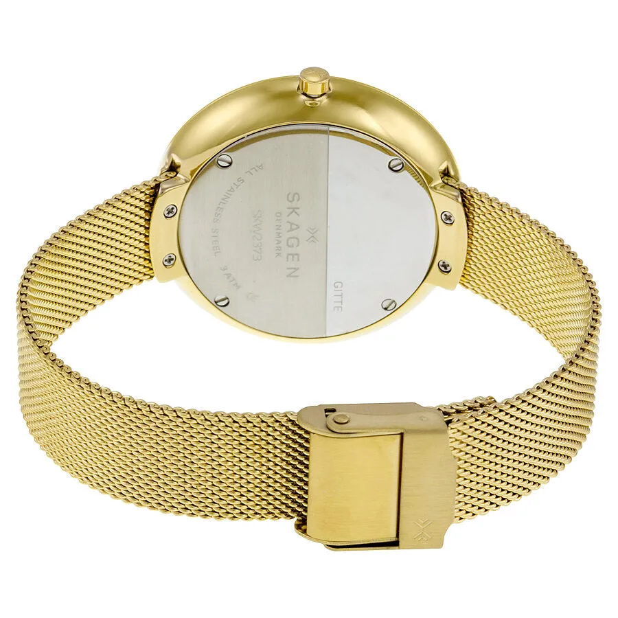 Skagen Gitte Moonphase Gold Dial Gold-tone Mesh Ladies Watch SKW2373