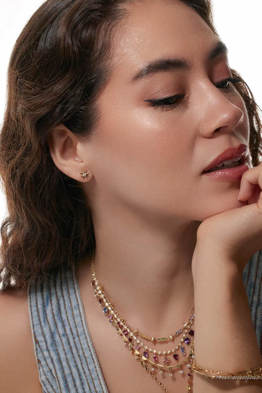 Small Diamond Starburst Stud Earrings
