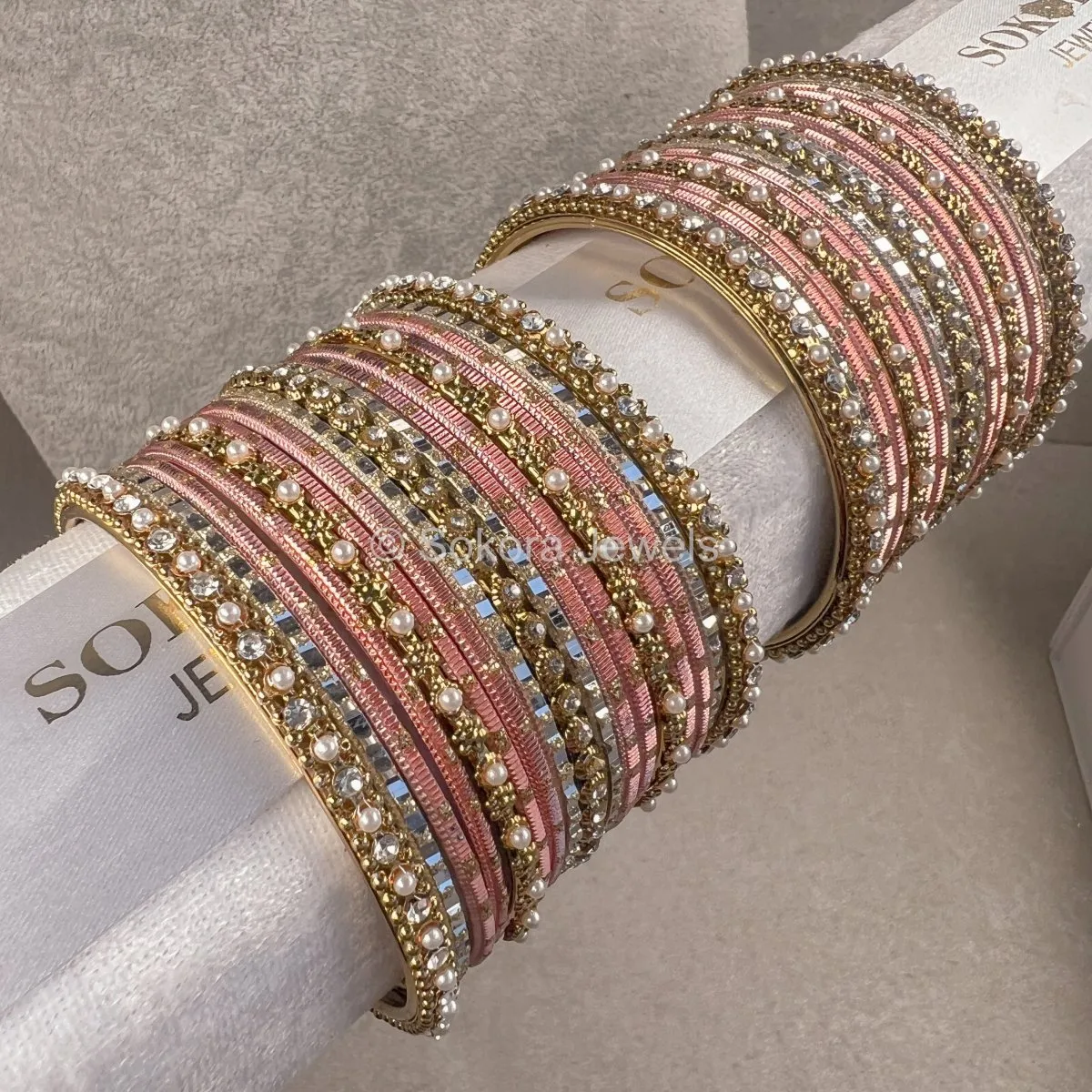 Small Pink Glitter Bangle set
