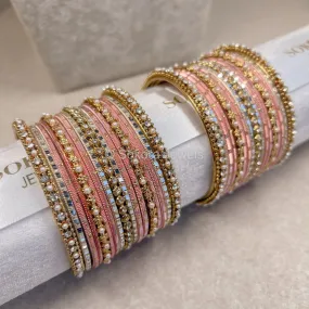Small Pink Glitter Bangle set