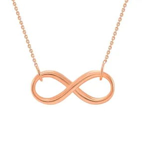 Solid 14k Rose Gold 2.5mm Thick Infinity Love Eternity Necklace with Lobster Claw Clasp (16" to 18" Adjustable Chain)