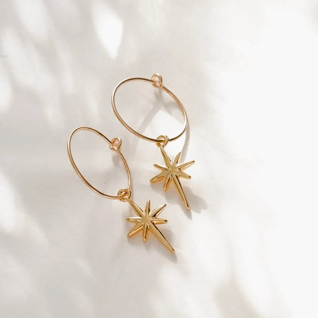 Starburst Hoop Earrings in 14 Karat Gold Fill