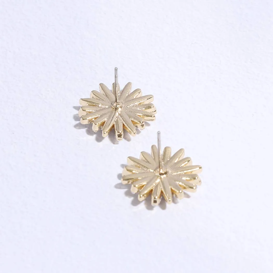 Starburst Shape CZ Pave Stone Stud Post Earring