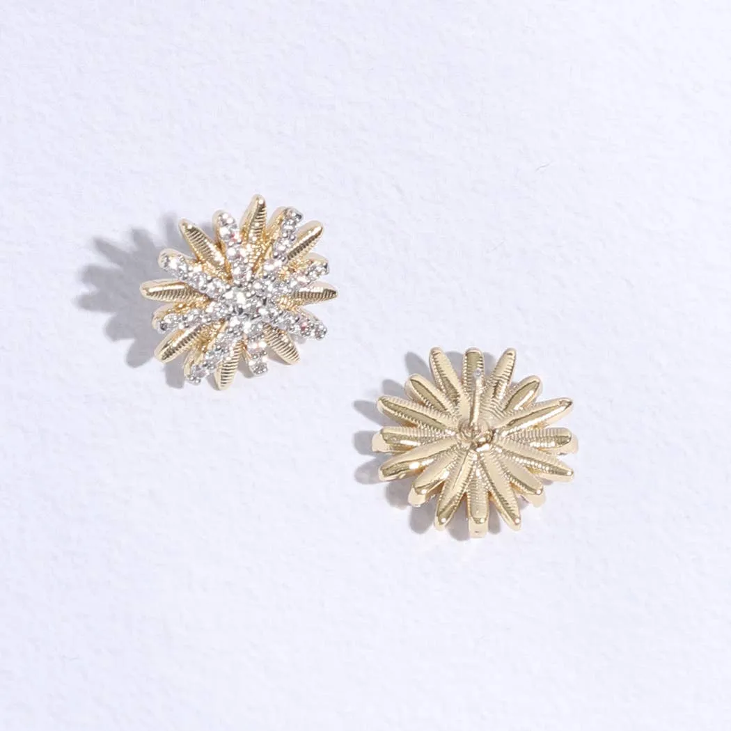 Starburst Shape CZ Pave Stone Stud Post Earring