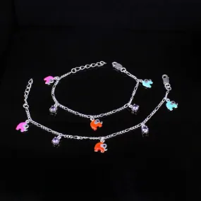 Sterling Silver Kids Elephant Anklets 5.5"