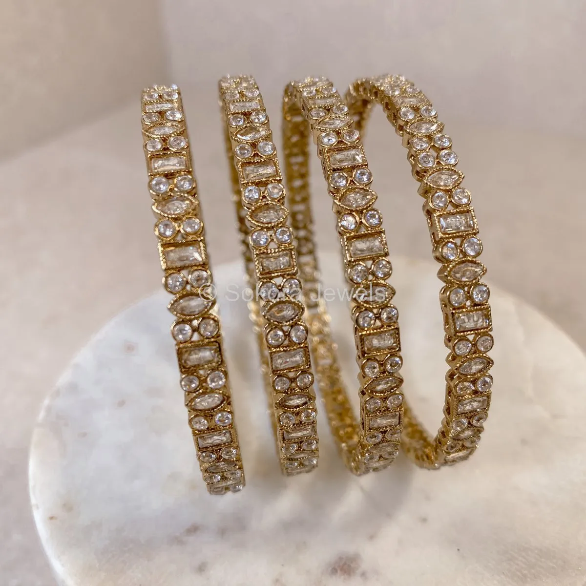 Suhana Zircon Bangles - Clear