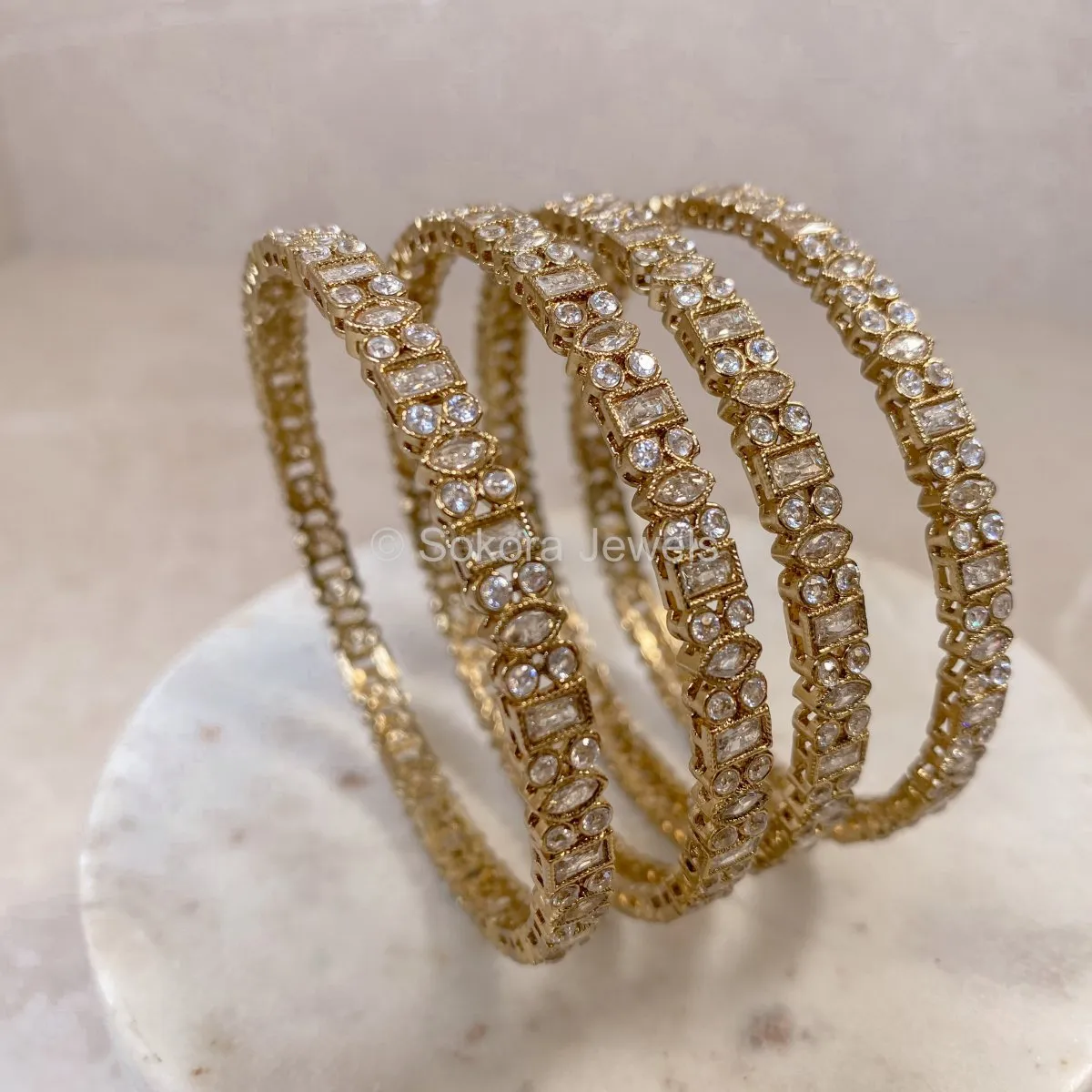 Suhana Zircon Bangles - Clear
