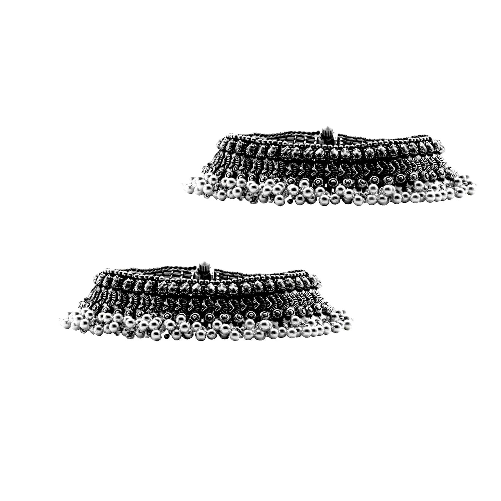 Teejh Roma Coin Silver Oxidized Ghungroo Anklets