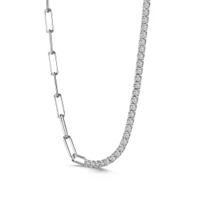 Tennis and Paperclip Chain Necklace