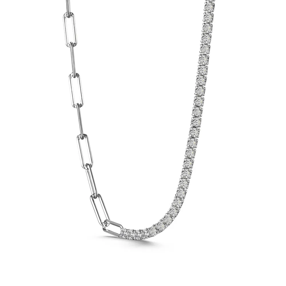 Tennis and Paperclip Chain Necklace