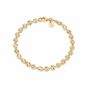 Textured Sunburst Chain Bracelet 18ct Gold Plate