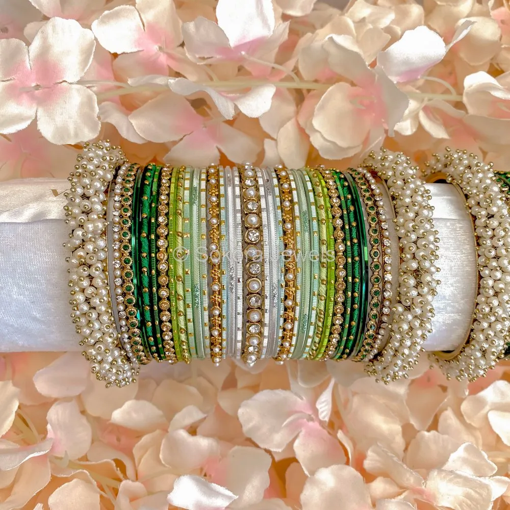 Thanjina Green Ombre Bangle stack