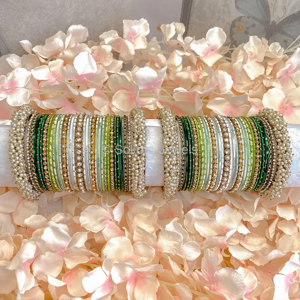 Thanjina Green Ombre Bangle stack