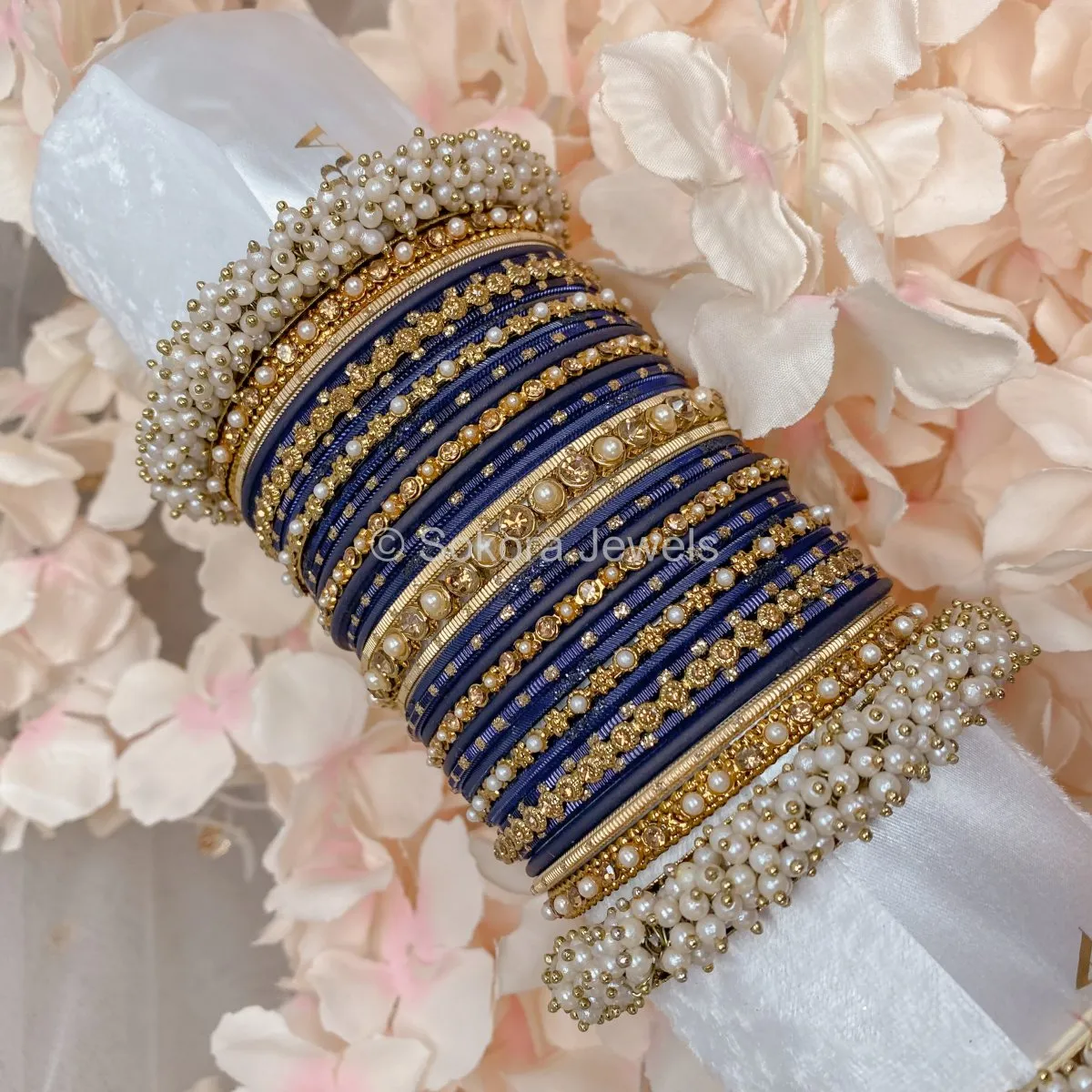 Thanjina Navy Bangle stack