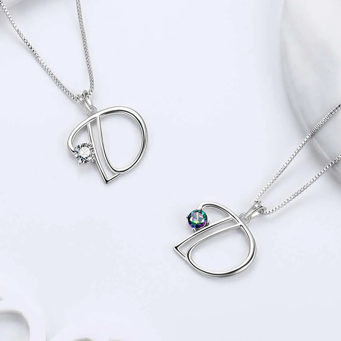 Tokyo Mart Women Initial D Letter Pendant Necklace Girl Name Jewelry Gift 925 Sterling Silver