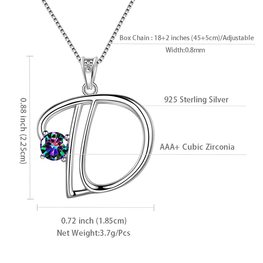 Tokyo Mart Women Initial D Letter Pendant Necklace Girl Name Jewelry Gift 925 Sterling Silver