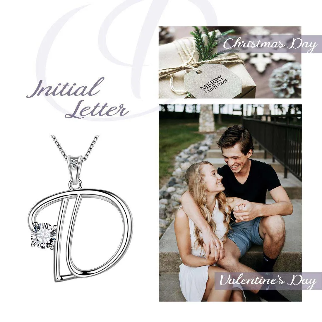 Tokyo Mart Women Initial D Letter Pendant Necklace Girl Name Jewelry Gift 925 Sterling Silver