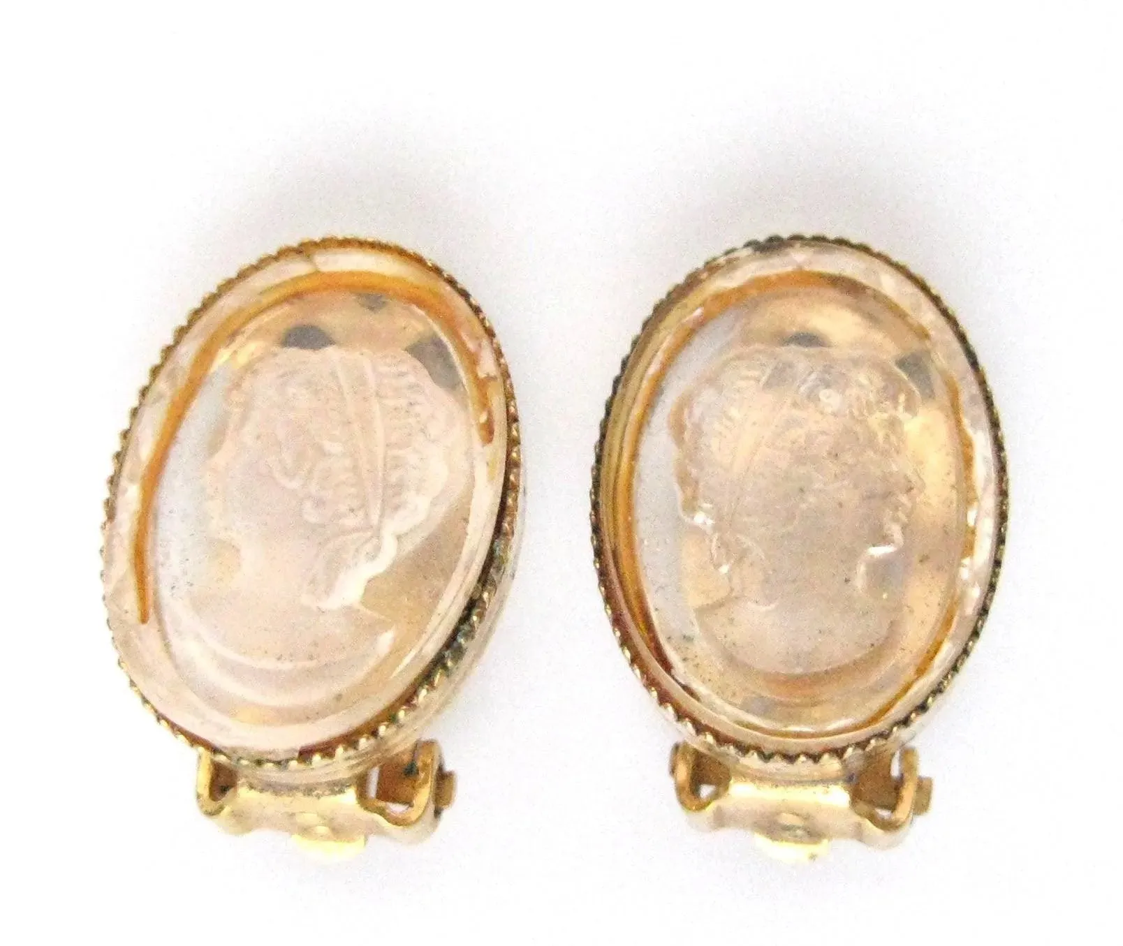 Vintage 1950s Cameo Clip Earrings