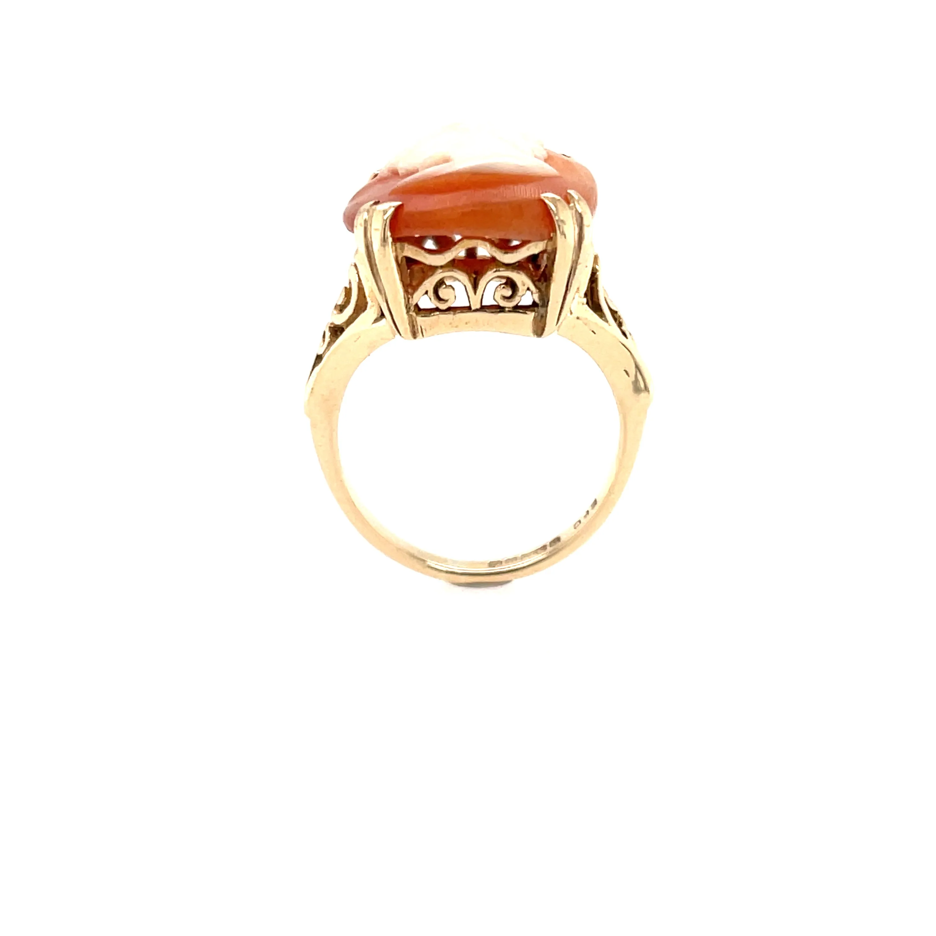 Vintage 9ct Yellow Gold Oval Cameo Shell Dress Ring Birmingham 1963
