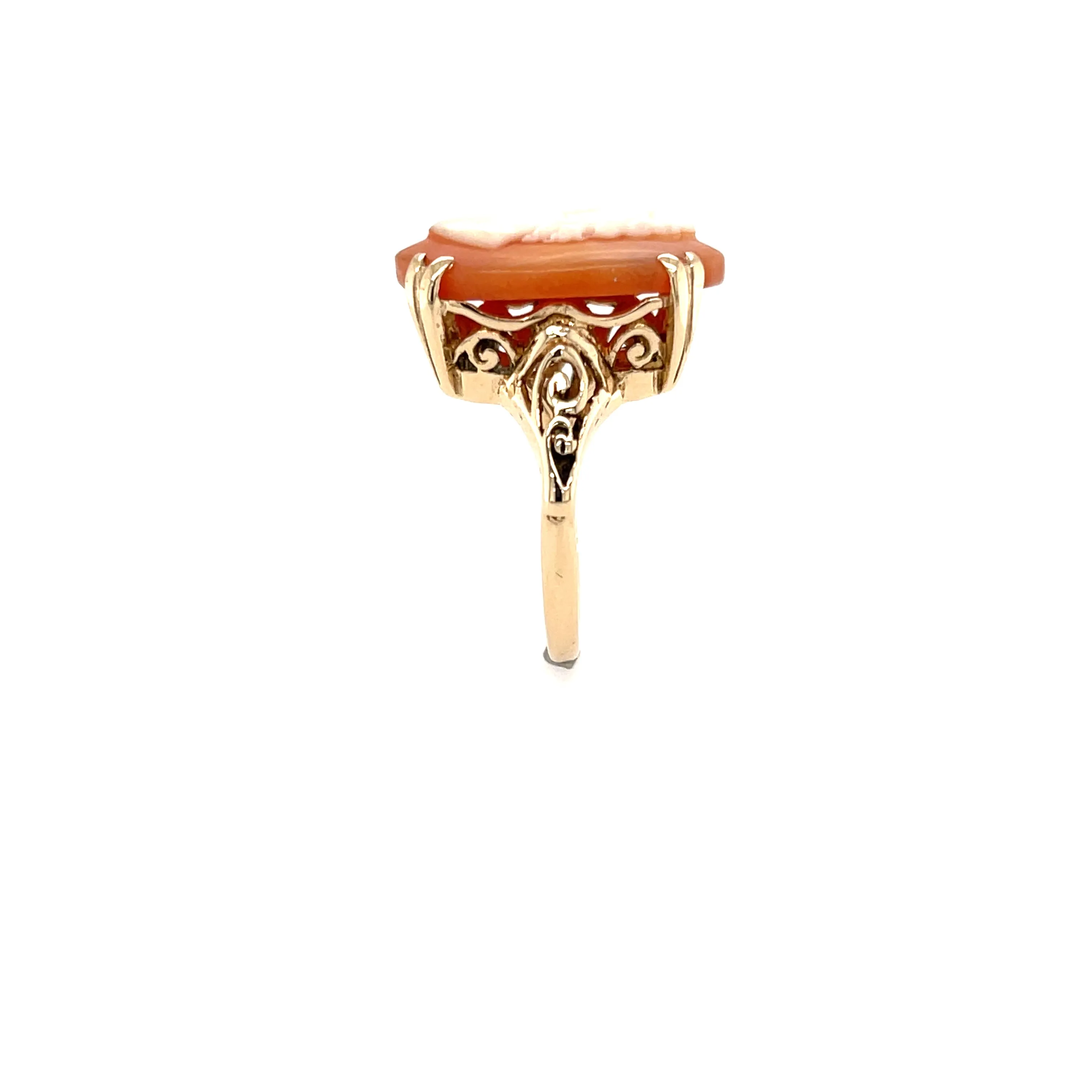 Vintage 9ct Yellow Gold Oval Cameo Shell Dress Ring Birmingham 1963