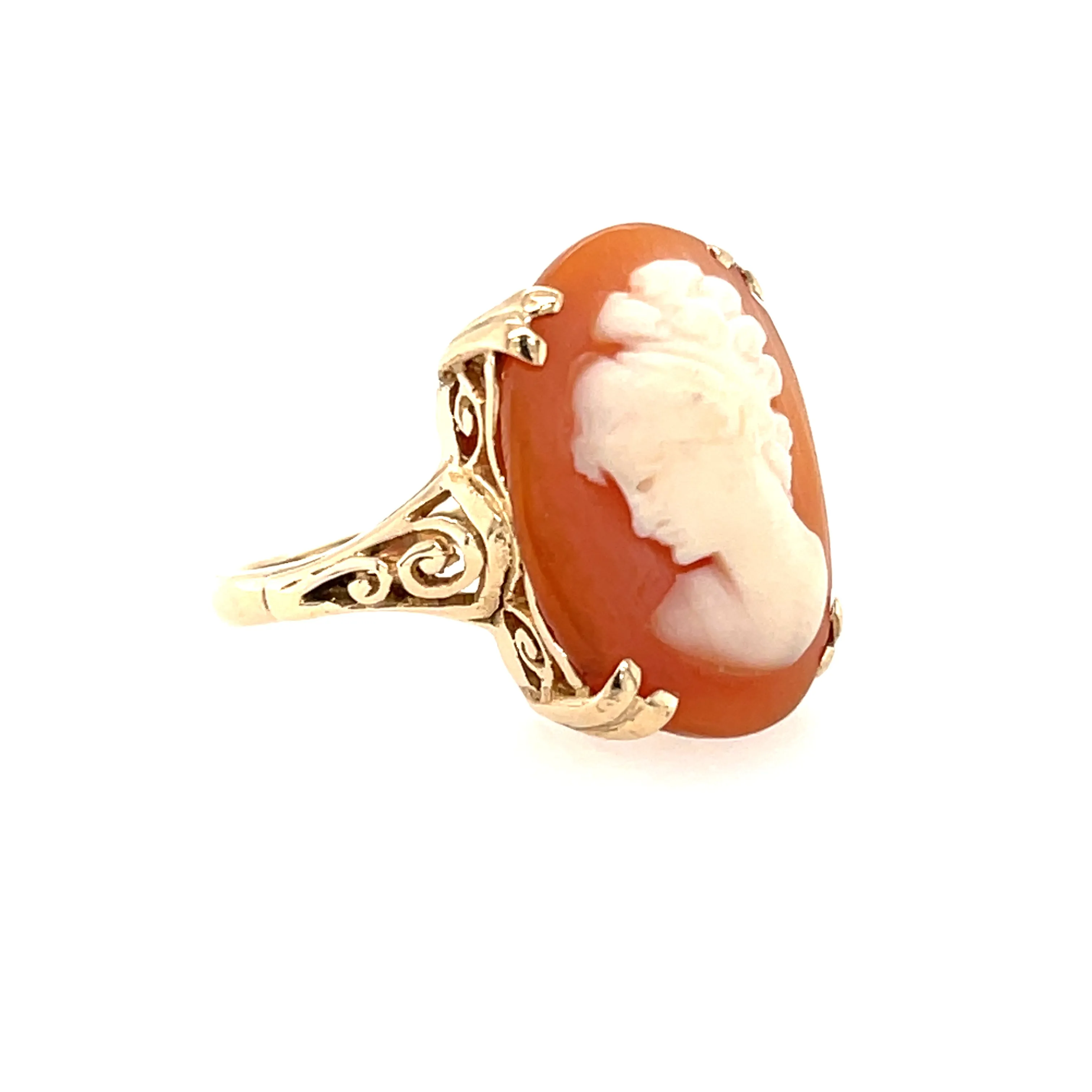 Vintage 9ct Yellow Gold Oval Cameo Shell Dress Ring Birmingham 1963
