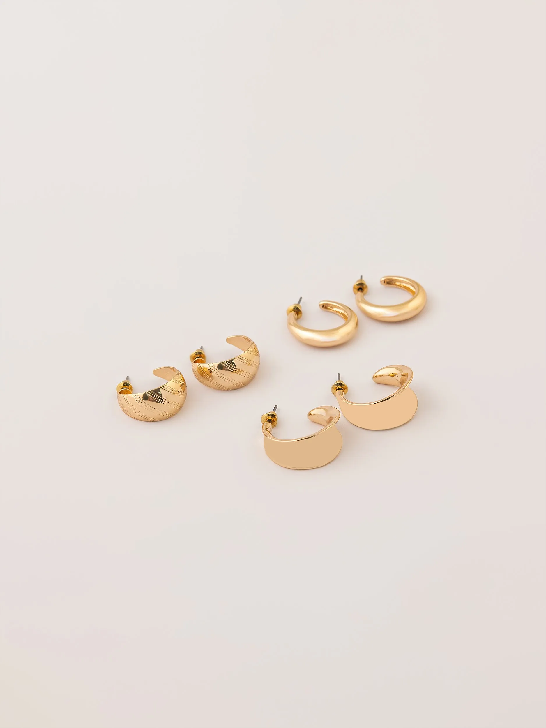 Vintage C-hoop Earrings Set