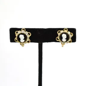 Vintage Cameo Rhinestone Earrings