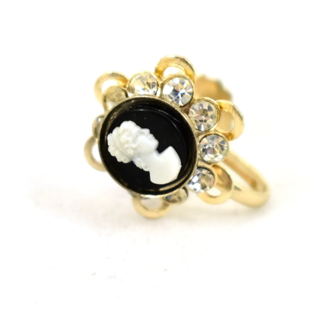 Vintage Cameo Rhinestone Earrings