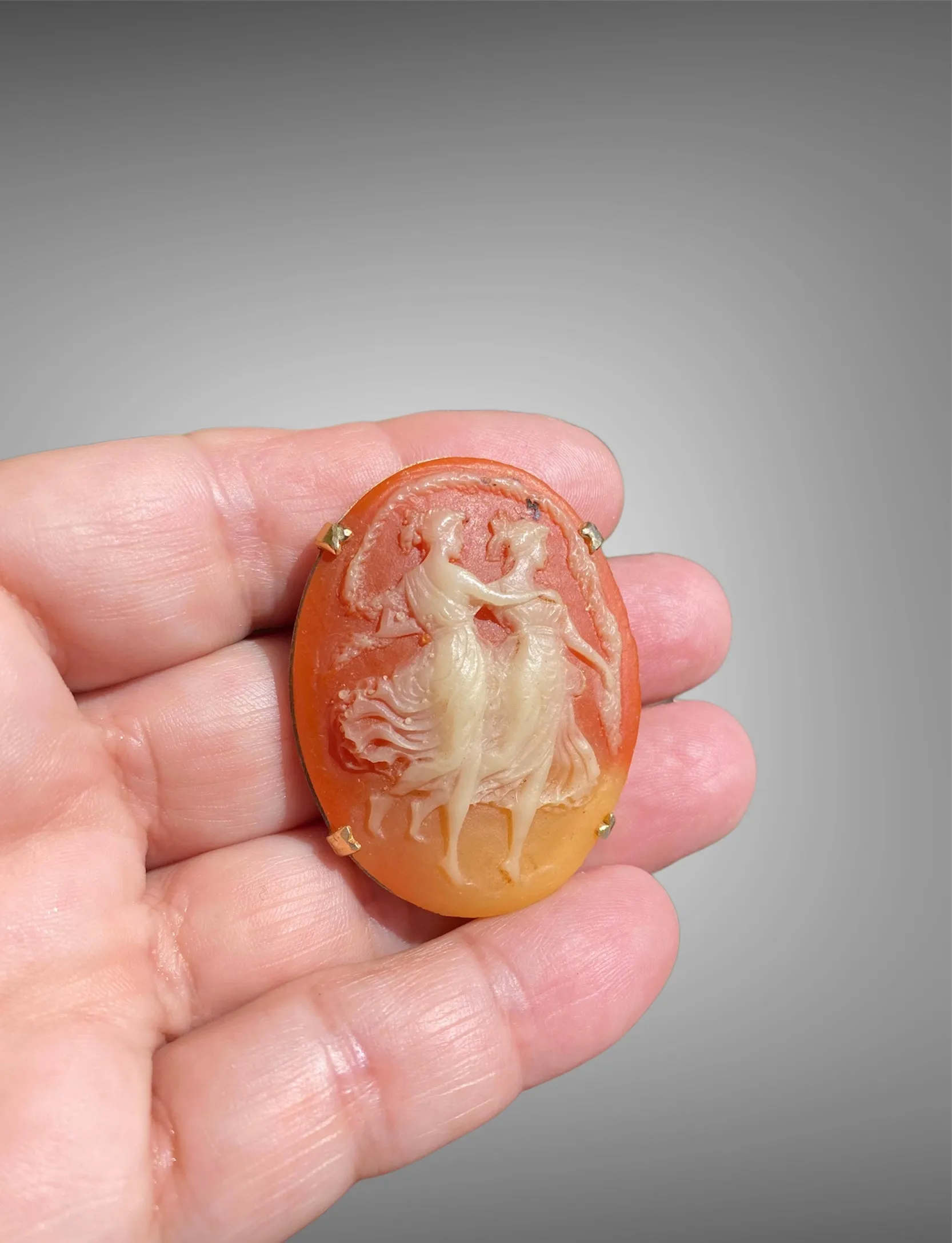 Vintage Dancing Graces Muses Cameo Brooch