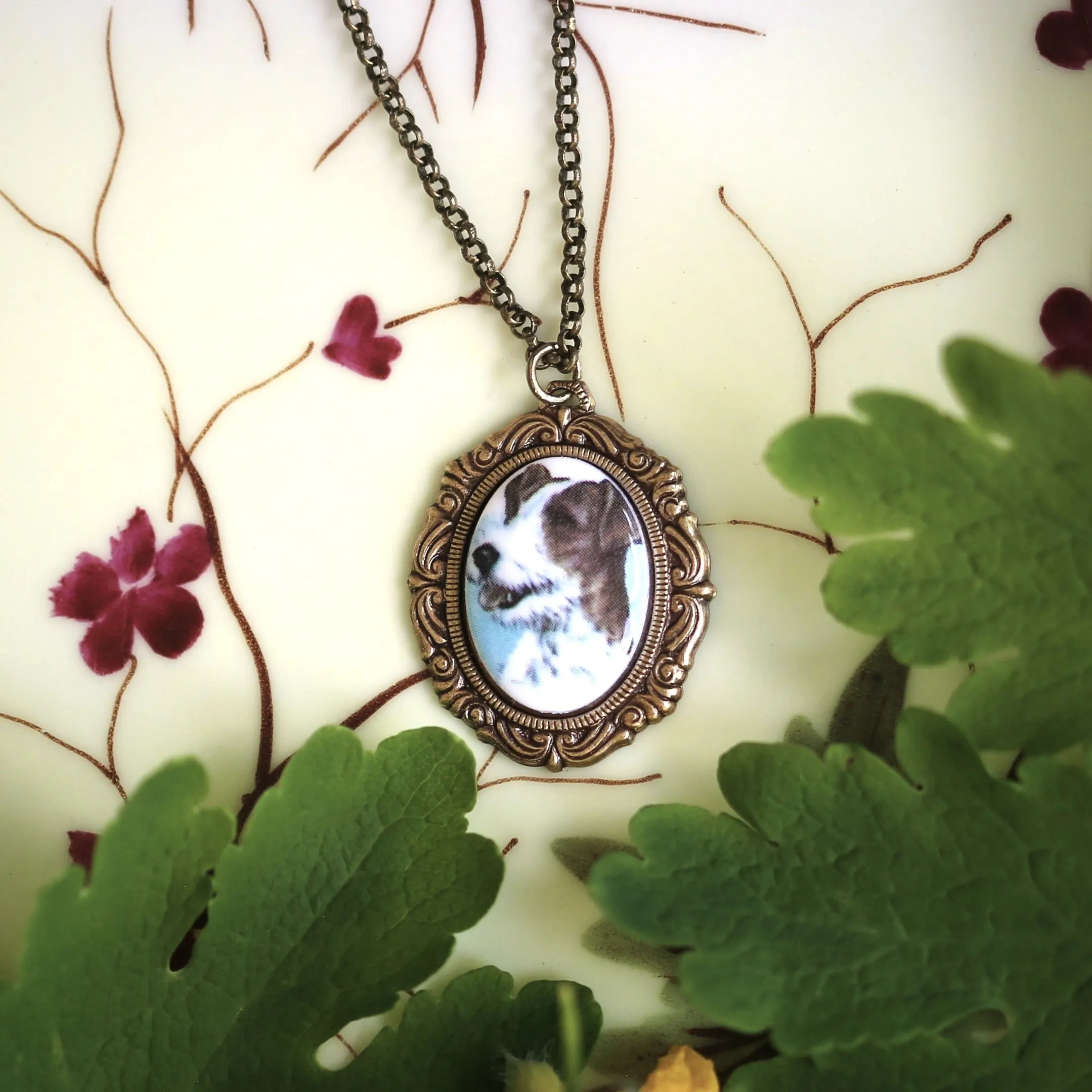 Vintage Dog Cameo Necklace in Antiqued Silver or Brass - Choose a Canine