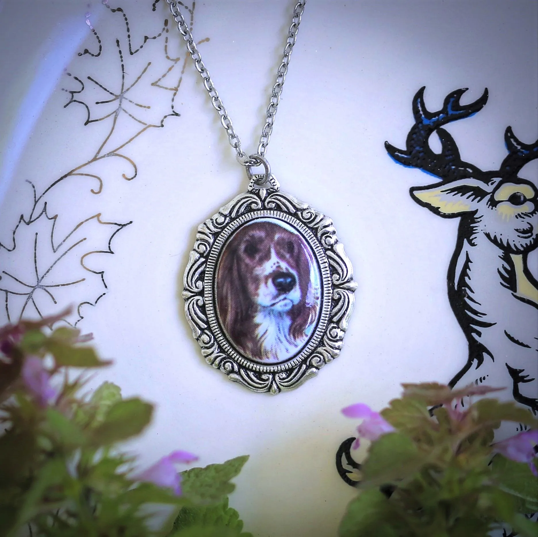 Vintage Dog Cameo Necklace in Antiqued Silver or Brass - Choose a Canine