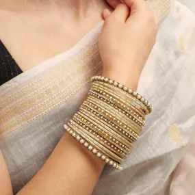 Vintage Pearl Bangle Set in White