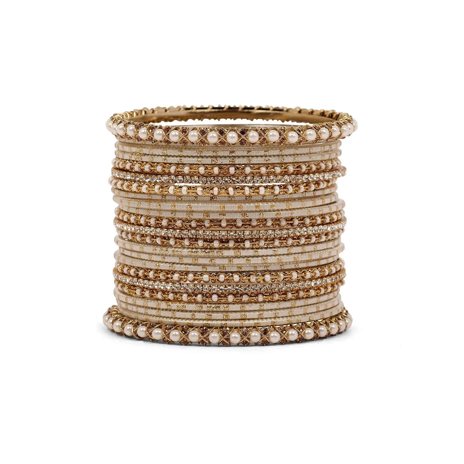 Vintage Pearl Bangle Set in White