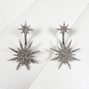 Vintage Silver Atomic Starburst Crystal Earrings