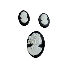 Vintage Victorian Style Cameo Brooch and Earring Set