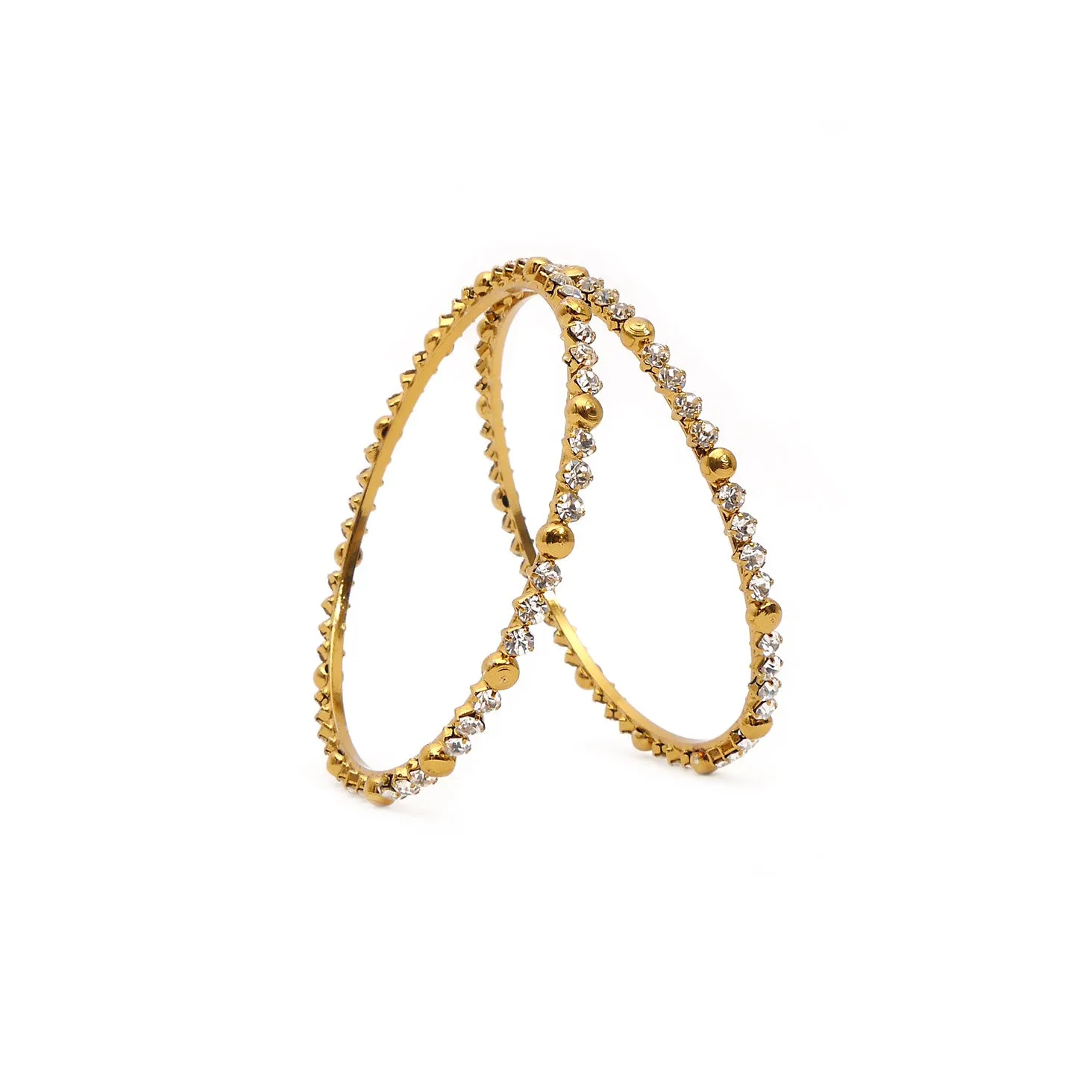 White Diamante Trio Antique Thin Bangles
