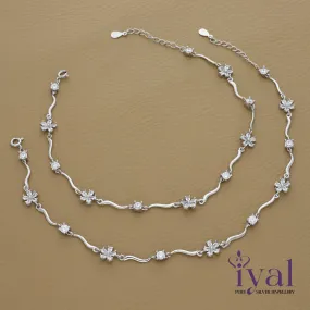 Winsome Flower Silver Anklet