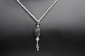 Women's Small Onyx gemstone Cameo and Sterling Silver Venus Charm