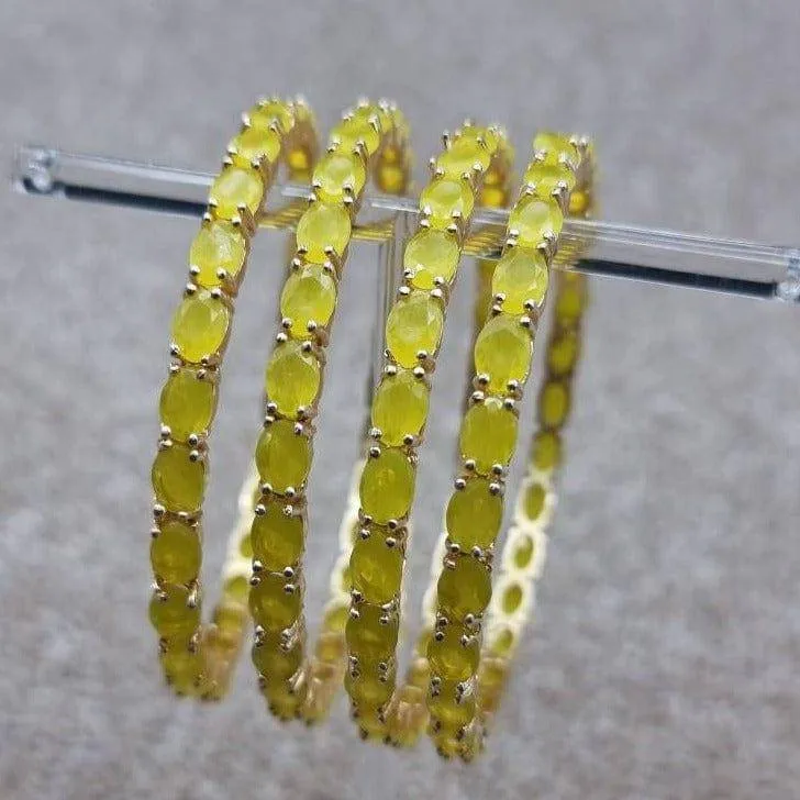 Zunia - Yellow Faux Stones Indian Asian Bangle Set