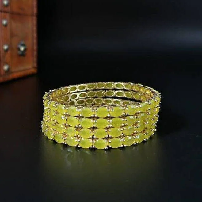 Zunia - Yellow Faux Stones Indian Asian Bangle Set