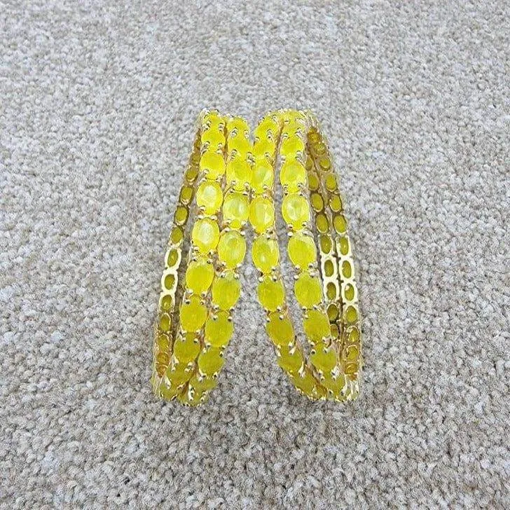 Zunia - Yellow Faux Stones Indian Asian Bangle Set