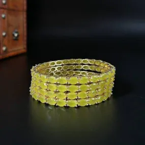 Zunia - Yellow Faux Stones Indian Asian Bangle Set